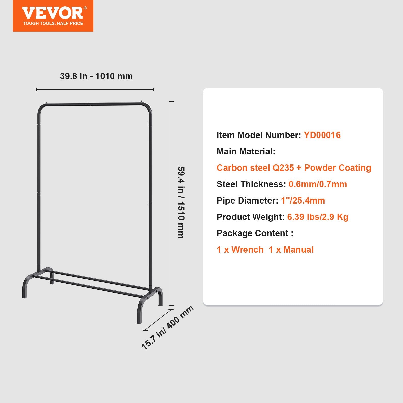 VEVOR Clothes Rack, Heavy Duty Clothing Garment Rack With Hanging Rod And Bottom Storage Area, Clothing Rack For Bedroom Guest Room