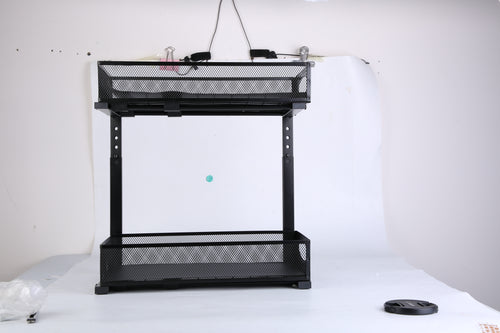 2Pcs Under Sink Organizer 2 Tier Pull Out Cabinet Baskets Storage Shelf Sliding Storage Drawers Rack With 5 Adjustable Height Mesh Baskets For Home Kitchen Bathroom Office