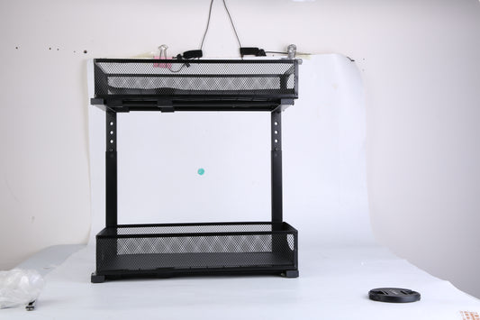 2Pcs Under Sink Organizer 2 Tier Pull Out Cabinet Baskets Storage Shelf Sliding Storage Drawers Rack With 5 Adjustable Height Mesh Baskets For Home Kitchen Bathroom Office