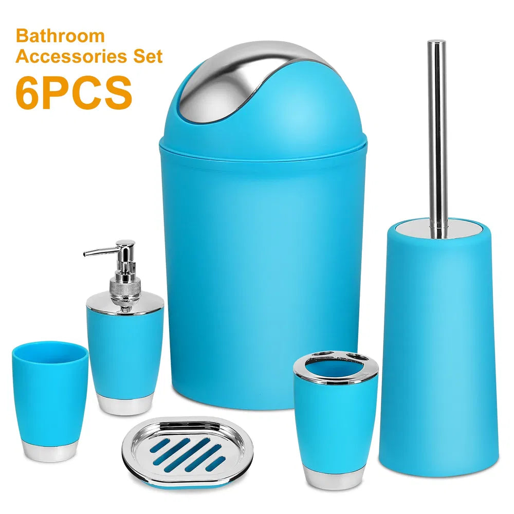 Bathroom Accessories Set 6 Pcs Bathroom Set Ensemble Complete Soap Dispenser Toothbrush Holder