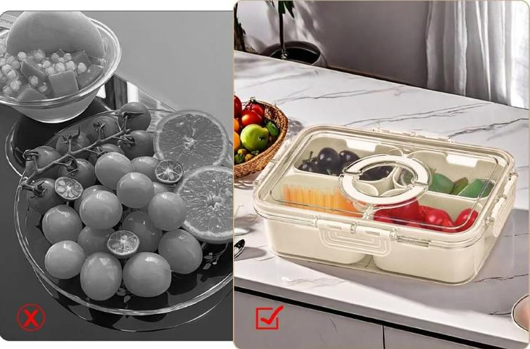 Airtight Refrigerator Organizer With Dividers For Multipurpose Food Storage