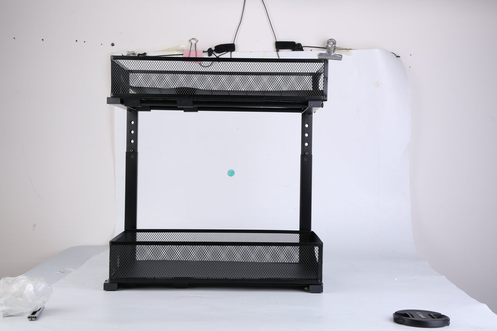 2Pcs Under Sink Organizer 2 Tier Pull Out Cabinet Baskets Storage Shelf Sliding Storage Drawers Rack With 5 Adjustable Height Mesh Baskets For Home Kitchen Bathroom Office